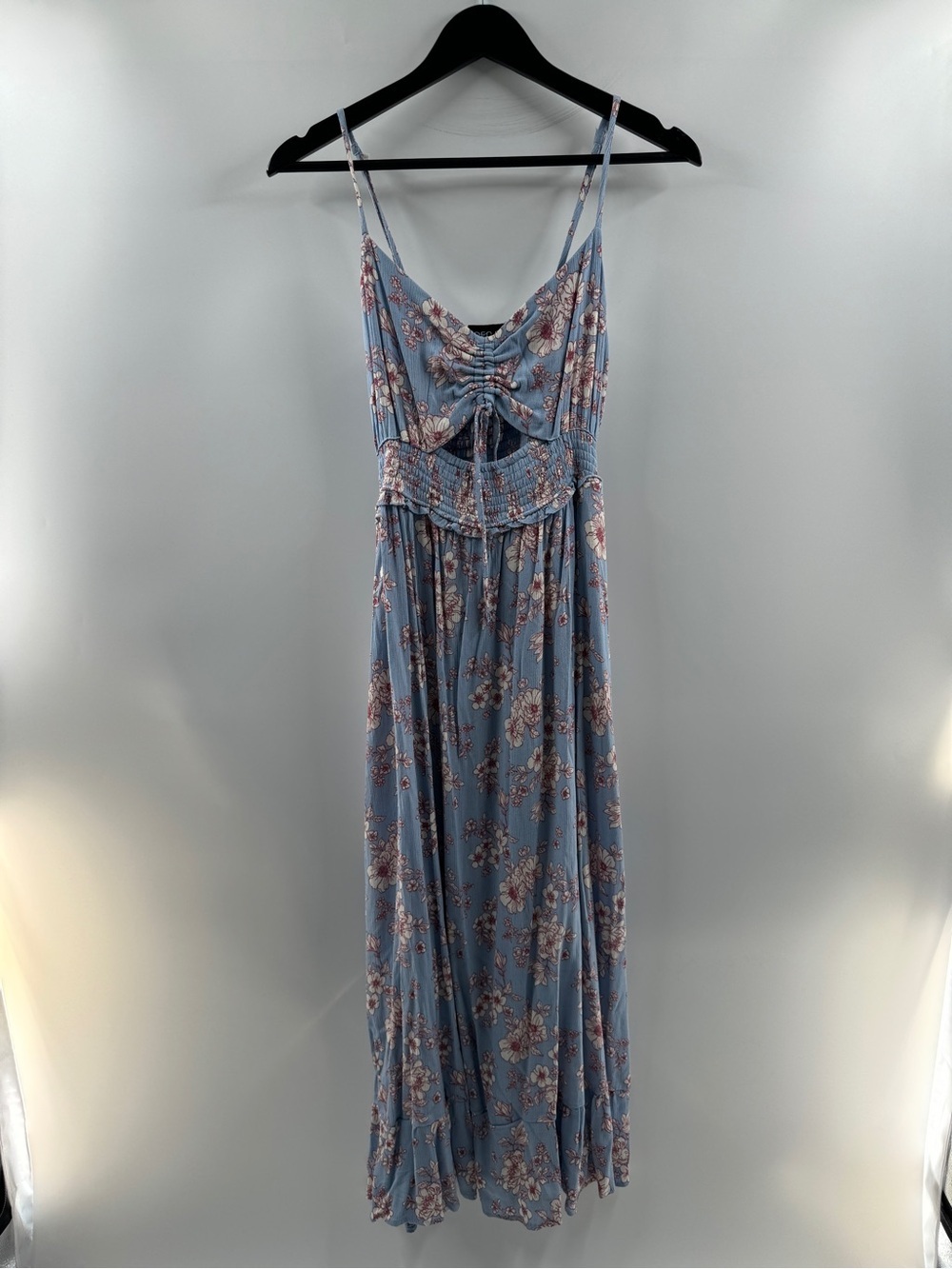 Arden B Blue Floral Maxi Dress with Front Cutout – Women’s XL